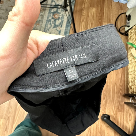 Lafayette 148 Womens Black Virgin Wool Trouser Pants Straight Work Size 10 - Picture 8 of 9